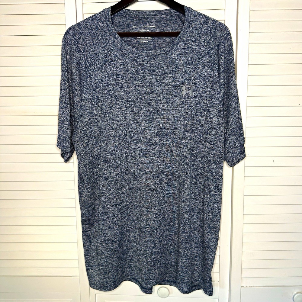 Under Armour Men's XXL The Tech Tee HeatGear Navy Gray Heather Performance